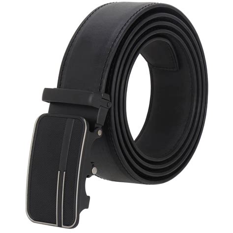 Labnoft Men's Stylish Auto-Lock Pu Leather Belt Without Holes, Black