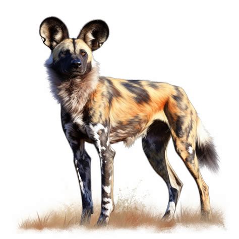 Premium AI Image | painting of a painted wild dog standing in the grass ...