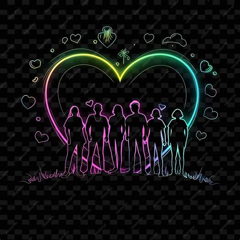 Luminous neon campaign volunteer team with a neon group phot neon line ...