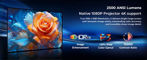 WZATCO Legend Pro, Native 1080P Fully Automatic 4K HDR Projector for ...