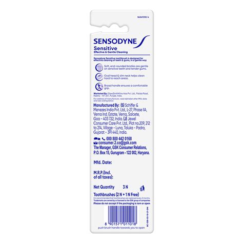 Sensodyne Sensitive Soft Toothbrush, 3 Count (Buy 2 Get 1 Free) Price ...