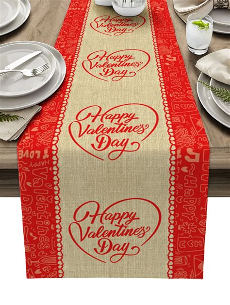 Red Love Flower Pattern Table Runner Luxury Hotel Wedding Decor Table ...