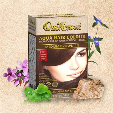 QuikHenna Aqua: Medium Brown Hair Color | Natural & Chemical-Free ...