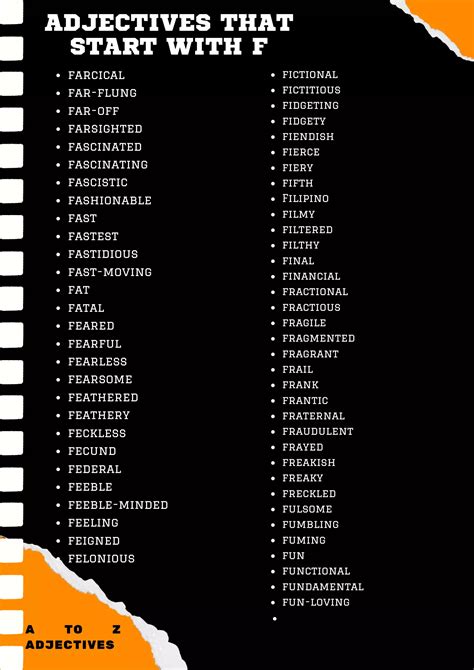 Adjectives Starting With F
