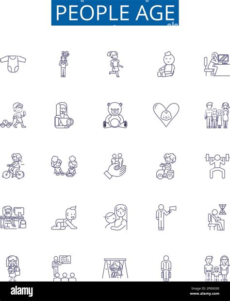 People age line icons signs set. Design collection of Aging, Maturation ...