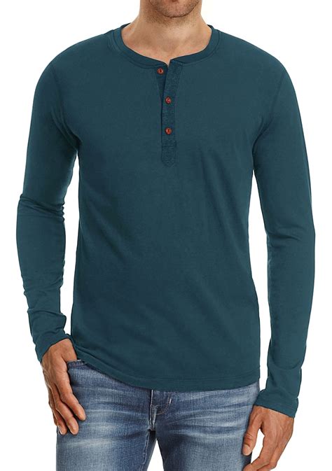 Iceglad Men's Long Sleeve Henley T-Shirts, Slim Fit, Basic Design ...