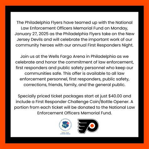 Flyers vs. Devils game for National Law Enforcement Officers Memorial ...