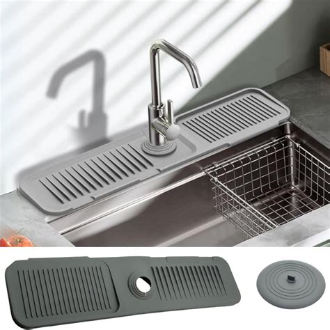 24-Inch Silicone Kitchen Sink Splash Guard and Draining Mat - Faucet ...
