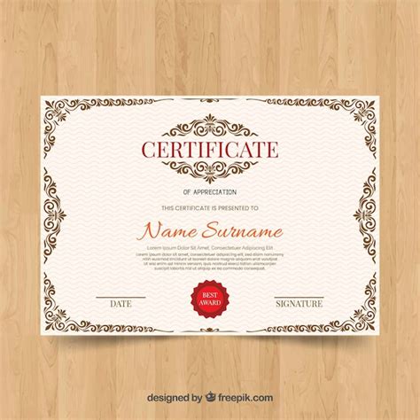Ornamental certificate template concept | Free Vector