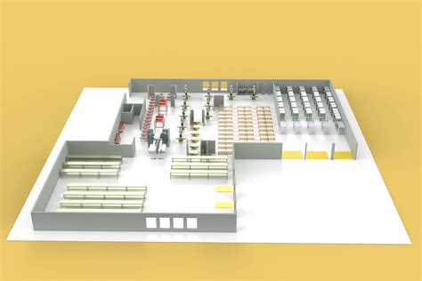 Equipment Layout Workshop Line Factory Industrial Floor Plan - 3D Model ...