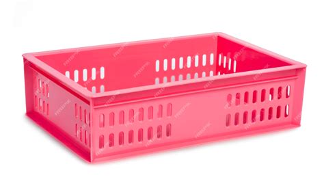 Premium Photo | Pink plastic storage baskets reusable crates lightweight boxes isolated on a ...