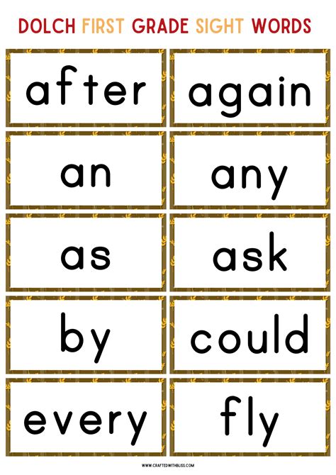 Printable Sight Word Cards