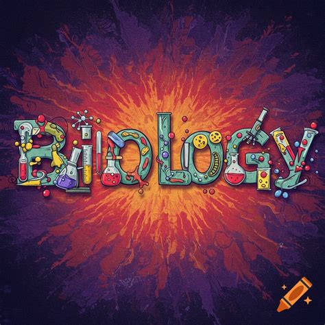 The word Biology spelled out with science lab equipment on Craiyon