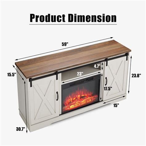 Buy Amerlife Fireplace TV Stand Sliding Barn Door Wood Entertainment ...