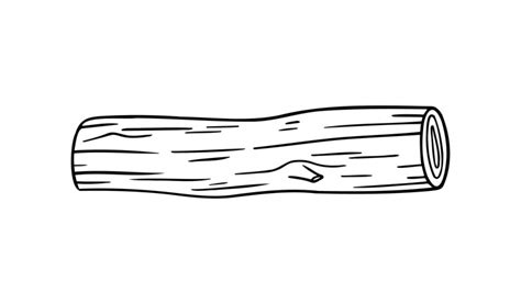 Doodle outline wooden log for camping and travel sketch hand drawn ...