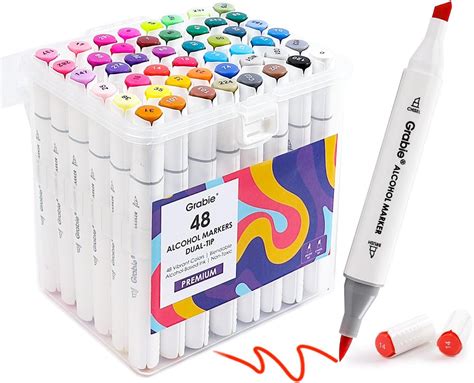 Amazon.com: Grabie Alcohol Based Marker with Case and Coloring Book, 48 ...