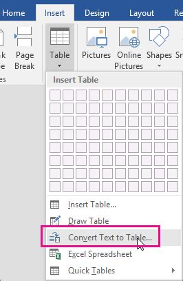 Image result for How to Convert a Text into a Table
