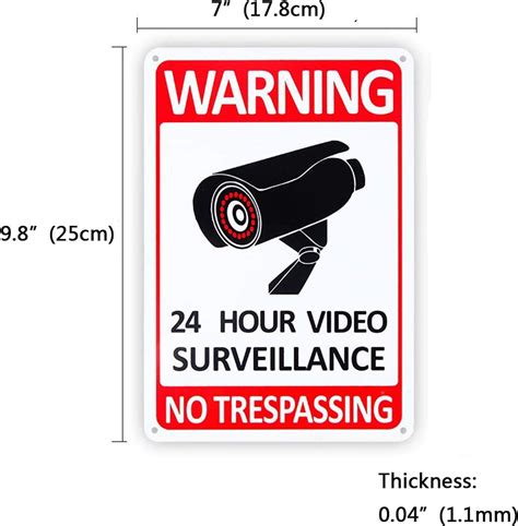 Buy 2 PCS No Trespassing Sign Video Surveillance Sign 24 Hour Under ...