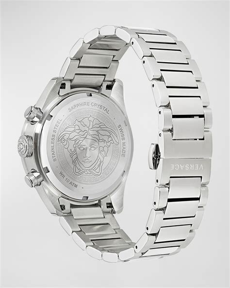 Versace Men's Greca Dome Chronograph Stainless Steel Bracelet Watch ...