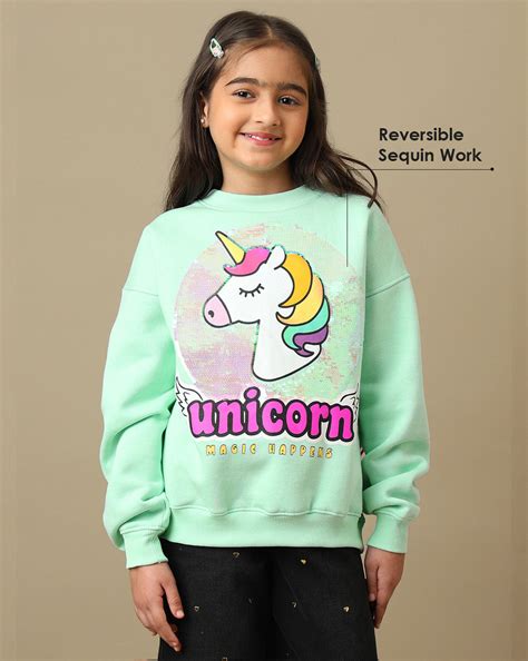 Unicorn Printed Oversized Sweatshirt For Girls – Kidsville