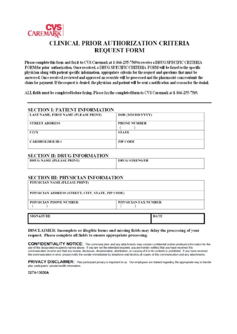 Caremark Prior Authorization Criteria Request Form printable pdf download