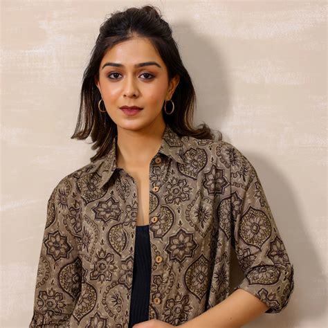 Pastel Grey Ajrakh Print Cotton Shirt – Vivika Fashion