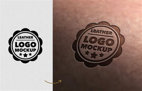 棕色皮革压印logo设计展示样机 - 样机模版 - 美工云 - 上美工云，下一种工作！