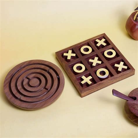 Wooden Brass Tic Tac Toe & Maze Game Combo || Kids Game Toys || Saras ...