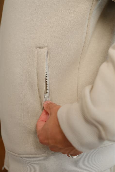 Buy Oatmilk High Neck Zipper Jacket | BonkersCorner