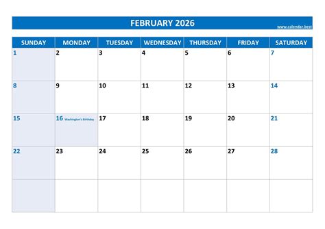 February 2026 Calendar With Holidays Printable
