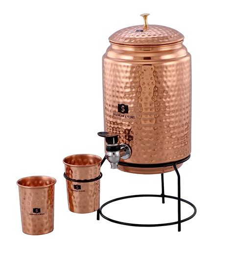 SHANKAR & SONS Jointless Pure Copper Water Dispenser Matka Vessels Pot ...