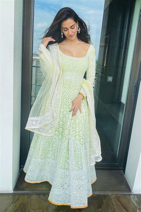 Disha Patani’s apple green Asal by Abu Sandeep anarkali is apt for your ...