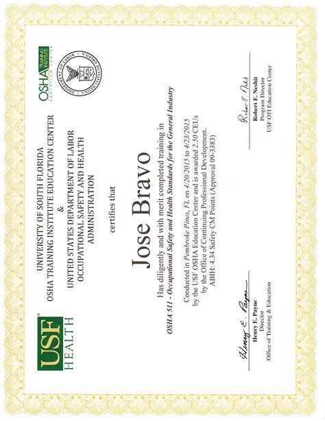 OSHA 511 Certificate | PDF