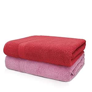 Sassoon Anatolia 100% Cotton 2 Piece XL Bath Towel Set in 500 GSM (Red ...