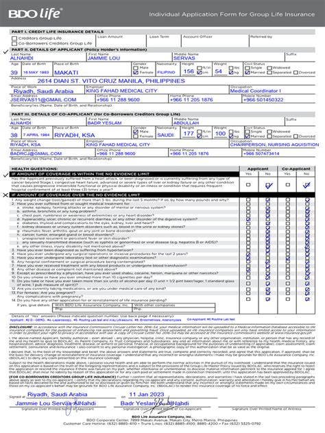 Image result for Credit Life Insurance Application Form