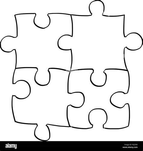 Vector Artistic Drawing Illustration of Four Jigsaw Puzzle Pieces Stock ...