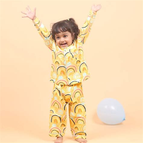Dancing Rainbows Orange Full Sleeves Night Suit – Mama and Peaches