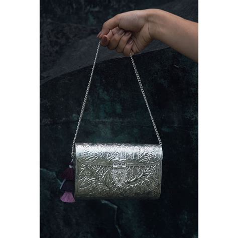 Buy Riti Floral Paatr Purse Silver Online