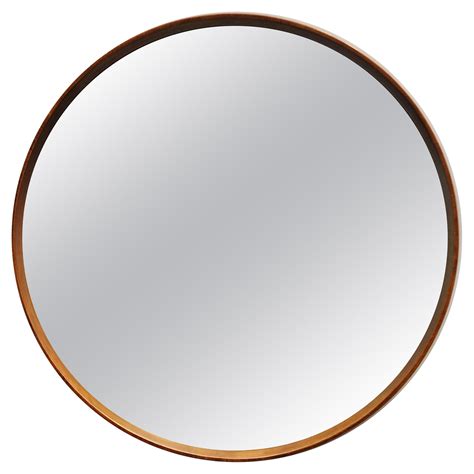 Walnut Round Modern Sophia Wall Mirror, Medium For Sale at 1stDibs