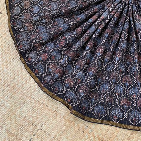 Ajrak Hand Block Print On Madurai Cotton saree – villvam