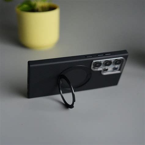 Galaxy S24 Ultra CarbonShield Metal Camera Ring and Rotating Stand Cas ...