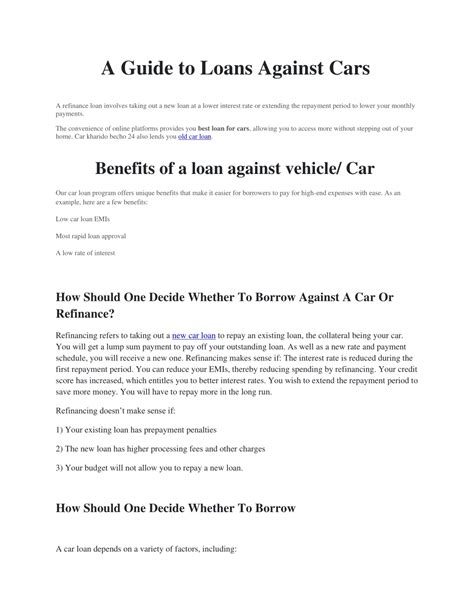 PPT - A Guide to loan against car PowerPoint Presentation, free ...