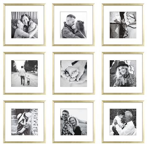ArtbyHannah 9-Pack 12x12 Gold Gallery Wall Frame Set, Square Picture ...