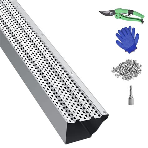 Seeutek Gutter Guards 5 Inch, 16pcs 40" Leaf Filter Gutter Protection Mill Finish Aluminum ...
