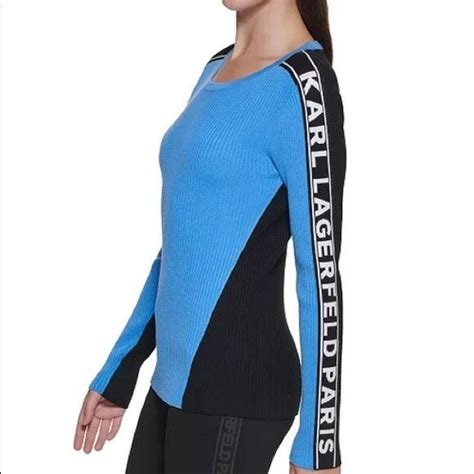 Buy KARL LAGERFELD PARIS Logo-Sleeve Ribbed Sweater MSRP $89 # 4D 550 ...