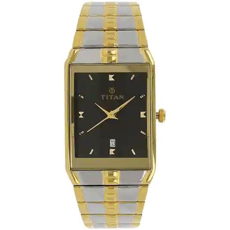 Titan Black Dial Two Toned Stainless Steel Strap Watch NP9151BM02 ...