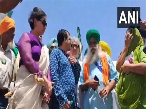 TMC delegation meets protesting farmers at Punjab's Khanauri border