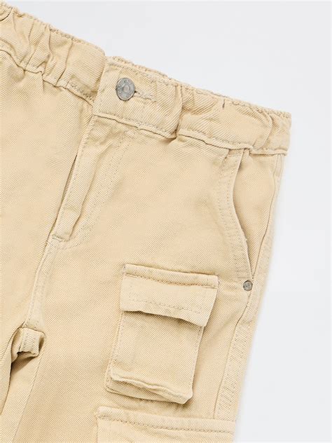 Buy HOP Kids Boys Beige Mid-Rise Cargo Jeans from Westside