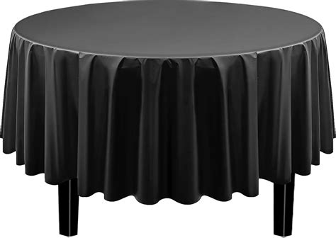 Amazon.com: Fixwal 12pcs Black Round Plastic Tablecloth, 84 Inch ...