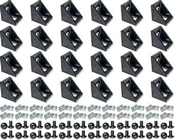 QIJINTRID 24 Sets Black 2020 Aluminum Extrusion Profile Connector,24pcs ...